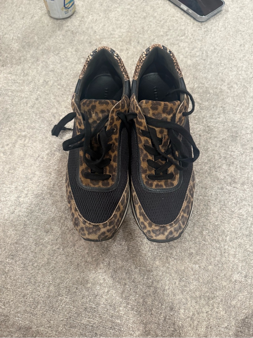 Veronica Beard Leopard-Print Lace-Up Sneakers in Black & Brown